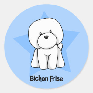 Sticker Rond Étoile Bichon Frise de Kawaii