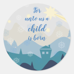 Sticker Rond Étoile de Bethléem // Pour nous un enfant naît