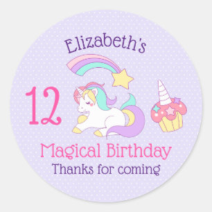 Sticker Rond Étoile de cupcake et de tir de la licorne magique