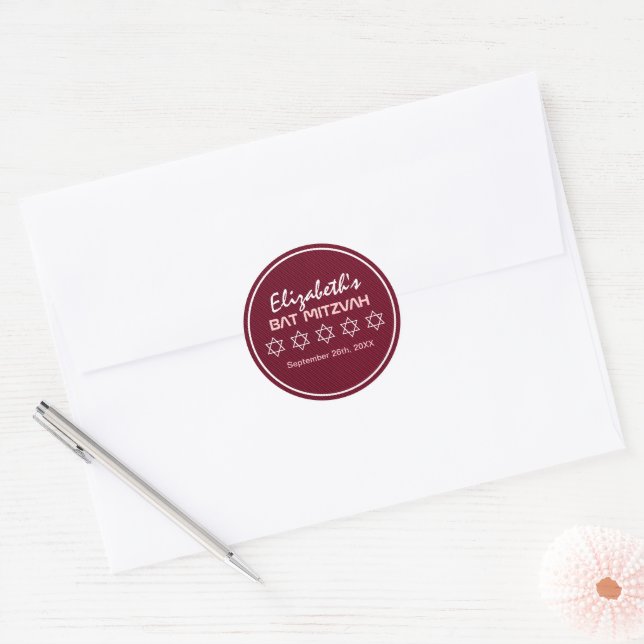 Sticker Rond Étoile de David Bat mitzvah Motif (Enveloppe)