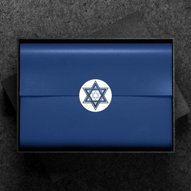 Sticker Rond Étoile de David | Classic Blue Modern Happy Hanouk (Créateur téléchargé)