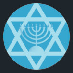 Sticker Rond Étoile de David Menorah<br><div class="desc">(plusieurs produits sélectionnés)Symboles de Hanoukah</div>