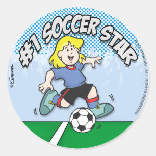 Sticker Rond Étoile de football fille