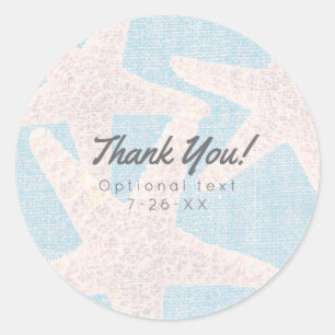 Sticker Rond Étoile de mer blanche et faveur de fête de plage e