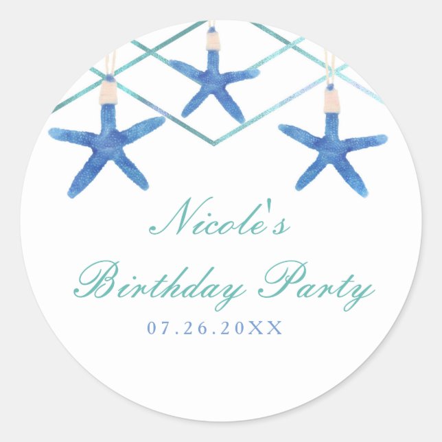 Sticker Rond Étoile de mer et lignes modernes Élégant favori pe (Devant)
