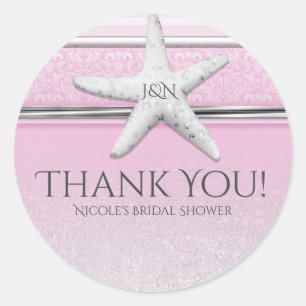 Sticker Rond Étoile de mer lavande rose élégant cadeau de plage