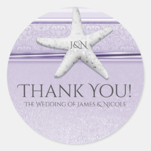 Sticker Rond Étoile de mer lavande violet élégant cadeau de pla