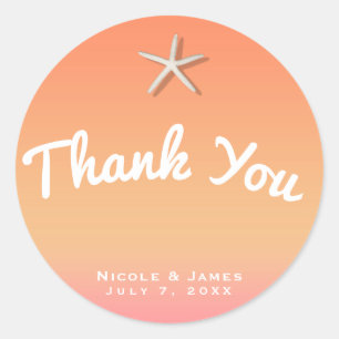 Sticker Rond Étoile de mer orange et rose Fête prénuptiale d'ét