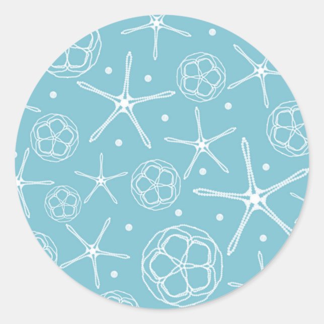 Sticker Rond Étoile de mer Perle Blanche Mariage Fête de Mariée (Devant)