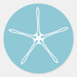 Sticker Rond Étoile de mer Perle Blanche Mariage Fête de Mariée