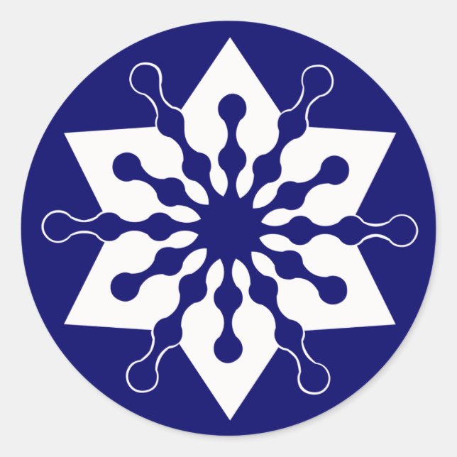 Sticker Rond Étoile de Noël Cristal de glace d'hiver Flocon de  (Devant)