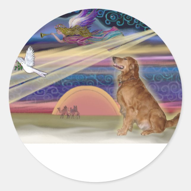 Sticker Rond Étoile de Noël - Golden Retriever #3 (Devant)
