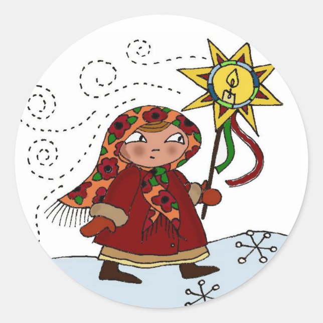 Sticker Rond Étoile de Noël ukrainienne (Devant)