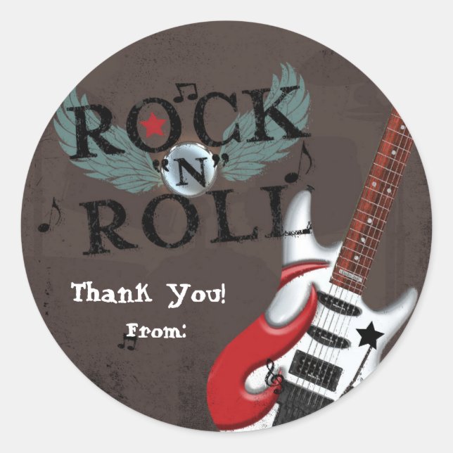 Sticker Rond Étoile de Rock N Roll Grunge Faveur de fête d'anni (Devant)