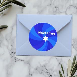 Sticker Rond Étoile de tournesol moderne David MAZEL TOV Mitzva