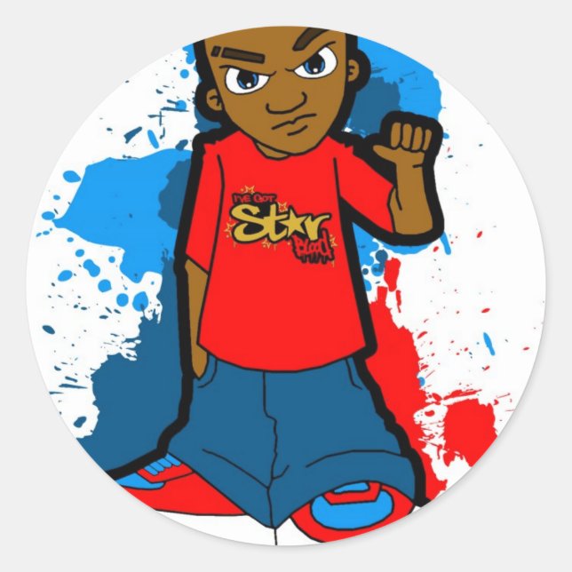 Sticker Rond Étoile Gangster style de hotte de rue Ghetto Gangs (Devant)