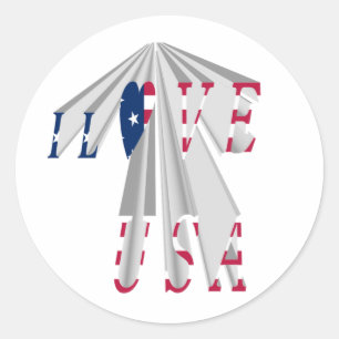 Sticker Rond Étoile : Graphic I Love USA Design