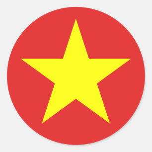 Sticker rond étoile jaune drapeau du Vietnam