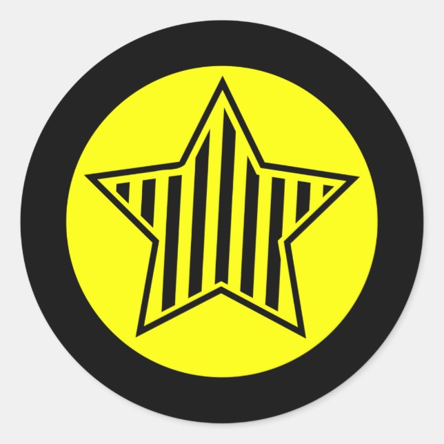 Sticker rond étoile jaune et noire (Devant)