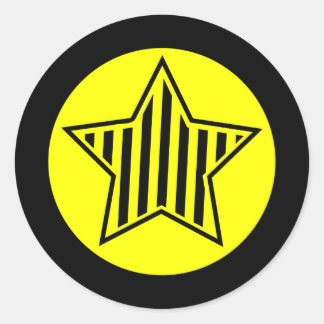 Sticker rond étoile jaune et noire