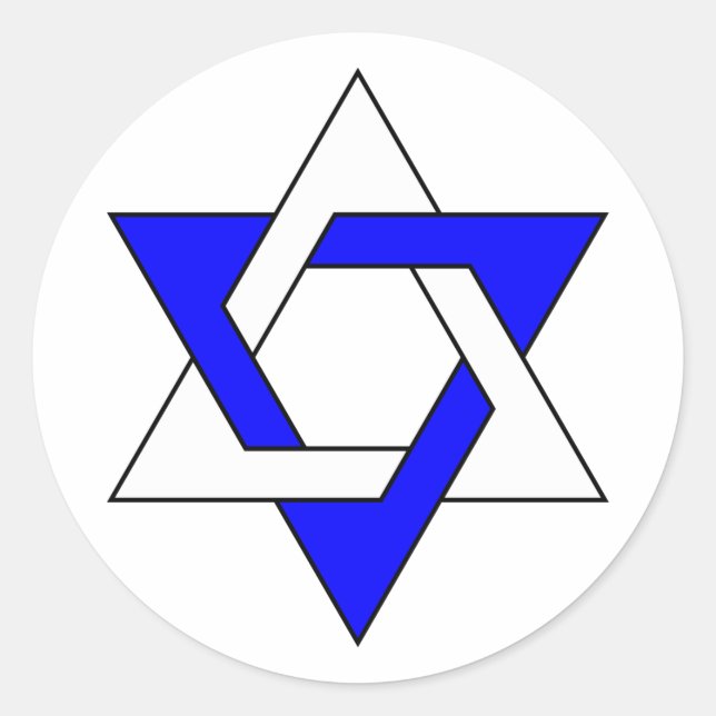 Sticker Rond Étoile originale de David symbole Deux couleurs T- (Devant)