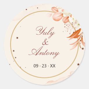 Sticker Rond Étoile pêche automnale cosmique Mariage