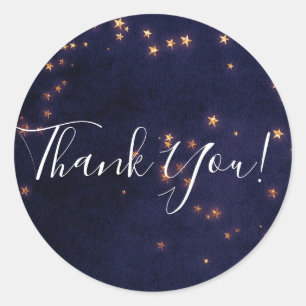 Sticker Rond Étoile pourpre et or Faveur de fête céleste