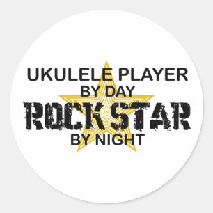 Sticker Rond Etoile rocheuse d'Ukulele par nuit