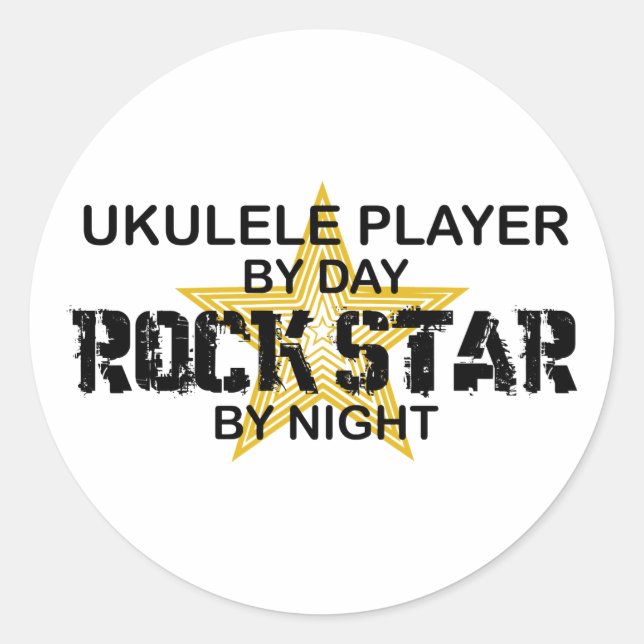 Sticker Rond Etoile rocheuse d'Ukulele par nuit (Devant)