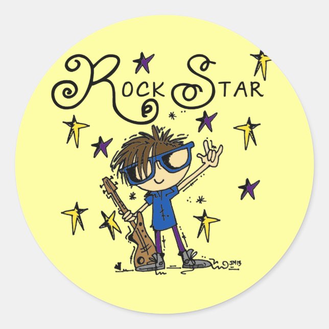 Sticker Rond Étoile rock Brunette (Devant)