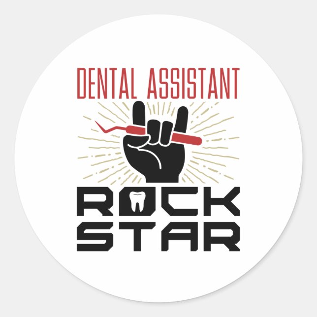 Sticker Rond Étoile rock de l'assistant dentaire (Devant)