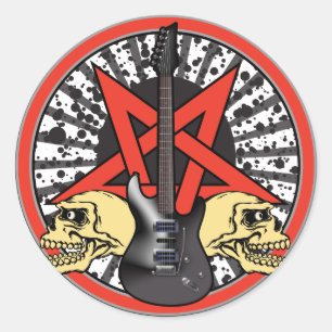Sticker Rond Étoile rock guitare