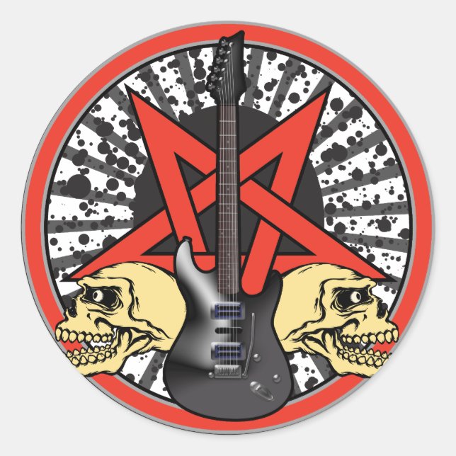 Sticker Rond Étoile rock guitare (Devant)