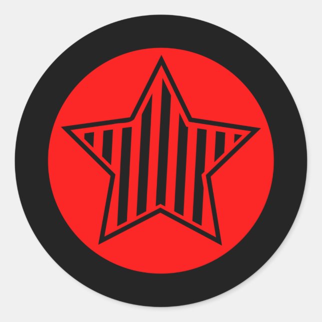 Sticker rond étoile rouge et noire (Devant)