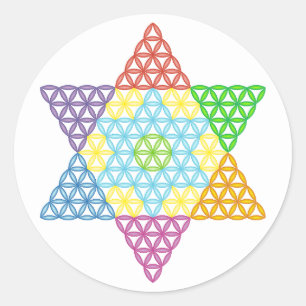 Sticker Rond Étoile Sacrée - Étoile De Vie, 04/3D-CF.