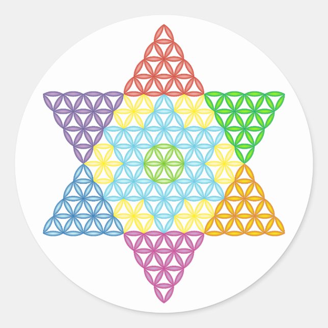 Sticker Rond Étoile Sacrée - Étoile De Vie, 04/3D-CF. (Devant)