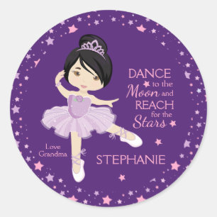 Sticker Rond Étoiles asiatiques et lune de Ballerina