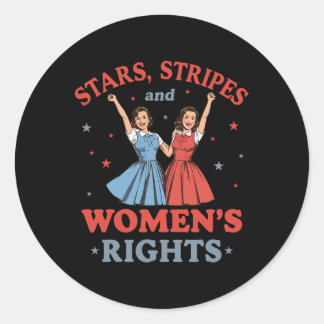 Sticker Rond Étoiles Bandes Et Droits Des Femmes 4 Juillet Égal