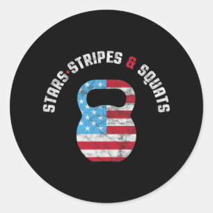 Sticker Rond Étoiles Bandes Et Squad Workout Gym Drapeau Usa 4 
