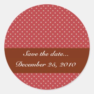 Sticker Rond étoiles blanches attirantes sur surface rouge rugu