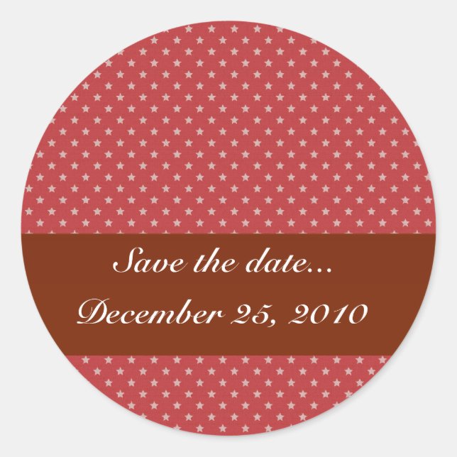 Sticker Rond étoiles blanches attirantes sur surface rouge rugu (Devant)
