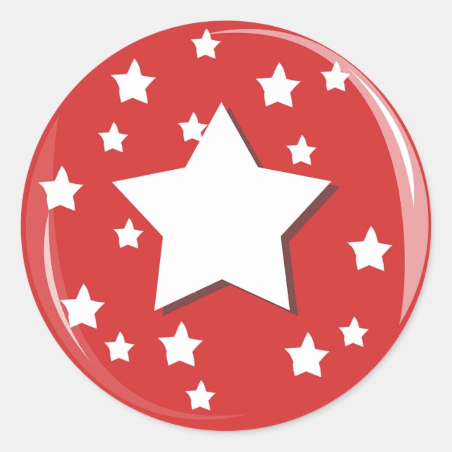 Sticker Rond Étoiles blanches sur fond rouge  (Devant)