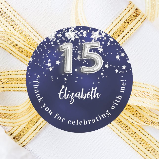 Sticker Rond étoiles bleu marine de Quinceanera (Créateur téléchargé)