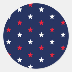Sticker Rond étoiles bleu marine rouge patriotique 4 juillet