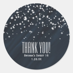 Sticker Rond Étoiles bleues et scintillantes Élégant Glamour Fa