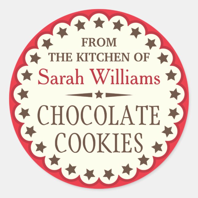 Sticker Rond étoiles Brown de la cuisine de l'échange de cookie (Devant)