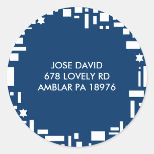 Sticker Rond Étoiles & Carrés RÉPONDRE ADRESSES RETOUR Étiquett
