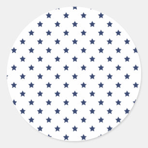 Sticker Rond Étoiles Classiques Bleu Marine - Blanc
