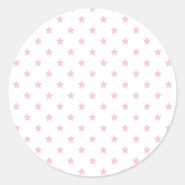 Sticker Rond Étoiles Classiques Rose Clair - Blanc (Devant)