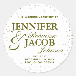 Sticker Rond Étoiles Confetti Parties scintillant Or